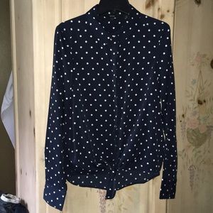 Adorable polka dot blouse, tie bottom